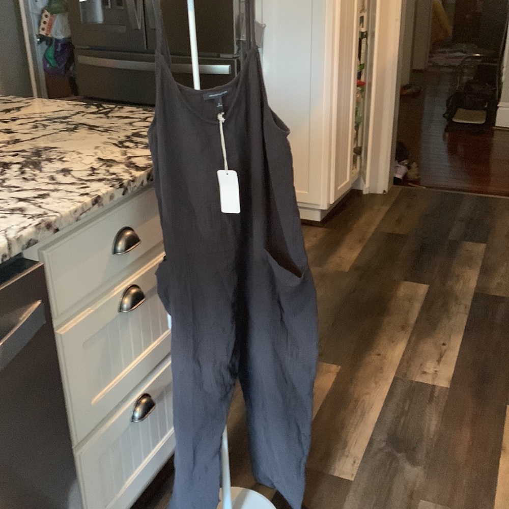 Grade &Gather cotton Double Gauze jumpsuit in faded black. Net. Retail 54 - Picture 7 of 12